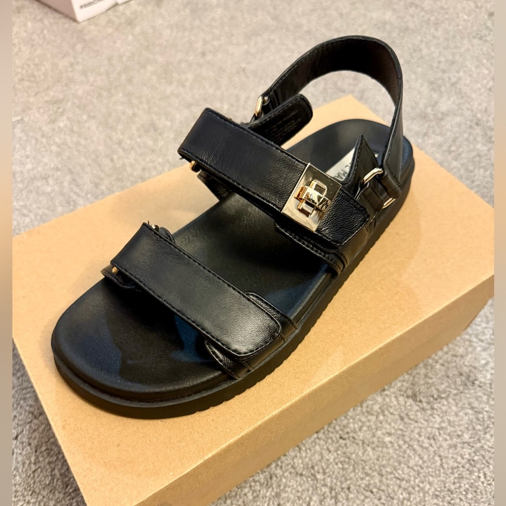 Black Steve Madden Leather Sandals with Buckle